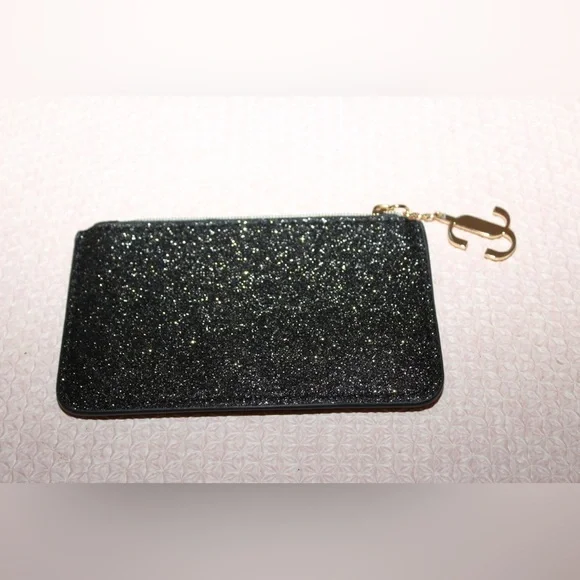 Jimmy Choo Wallet Coin Purse Black Glitter New - Picture 5 of 8